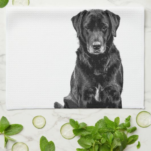 Niedliche Labrador Black Dog Puppy Pet Sketch Geschirrtuch (Gefaltet)