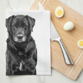 Niedliche Labrador Black Dog Puppy Pet Sketch Geschirrtuch (Viertel Falte)