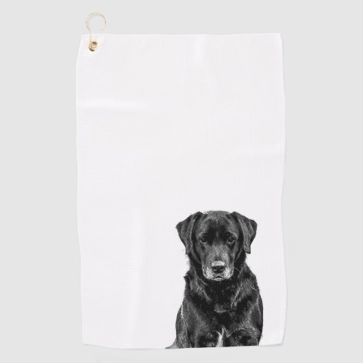 Niedliche Labrador Black Dog Puppy Pet Sketch Golfhandtuch (Vorderseite)