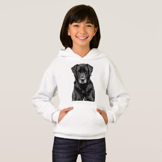 Niedliche Labrador Black Dog Puppy Pet Sketch Hoodie (Vorne ganz)