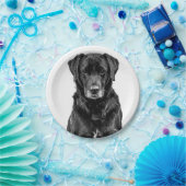 Niedliche Labrador Black Dog Puppy Pet Sketch Pappteller (Party)