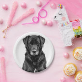 Niedliche Labrador Black Dog Puppy Pet Sketch Pappteller (Party)