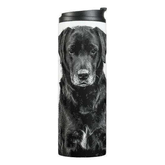 Niedliche Labrador Black Dog Puppy Pet Sketch Thermosbecher (Nach links gedreht)