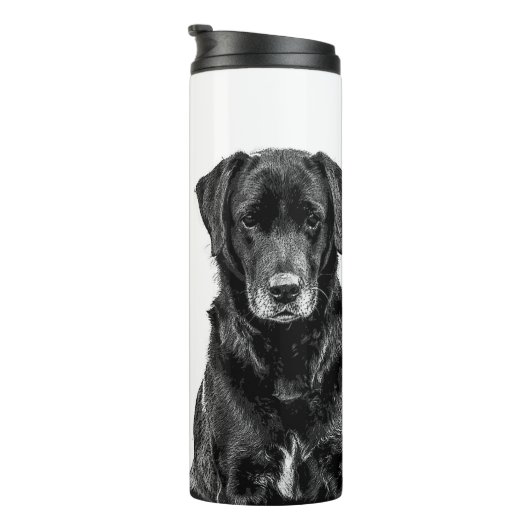 Niedliche Labrador Black Dog Puppy Pet Sketch Thermosbecher (Nach rechts gedreht)