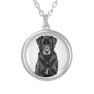 Niedliche Labrador Black Dog Puppy Pet Sketch Versilberte Kette