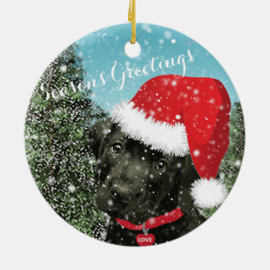 Niedliche Labrador Puppy Weihnachtsmannmütze - Die Keramikornament