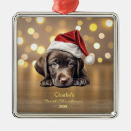 Niedliche Labrador Retriever Dog Weihnachtsmannmüt Ornament Aus Metall