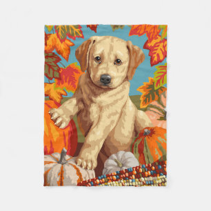 Niedliche Labrador Retriever Welpe Herbsternte Fleecedecke