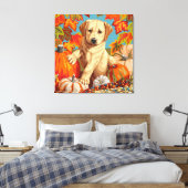 Niedliche Labrador Retriever Welpe Herbsternte Leinwanddruck (Insitu (Schlafzimmer))
