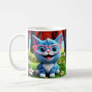 Niedliche lächelnde blaue Katze-55665 Kaffeetasse