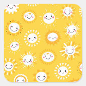 Niedliche Lächelnde Cartoon Kunst Quadratischer Aufkleber (Vorderseite)