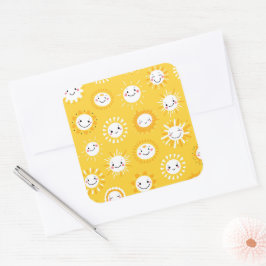 Niedliche Lächelnde Cartoon Kunst Quadratischer Aufkleber