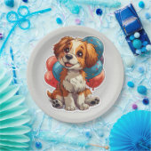 Niedliche Lächelnde Hunde Balloons Geburtstagspapi Pappteller (Party)