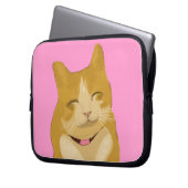 Niedliche lächelnde Katze Laptopschutzhülle (Vorderseite Links)