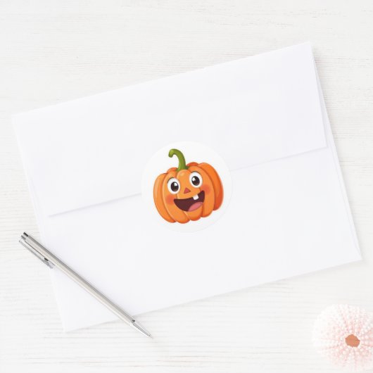 Niedliche Lächelnde Pumpkin Face Halloween Sticker (Umschlag)