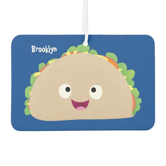 Niedliche Lächelnde Taco-Cartoon-Illustration Autolufterfrischer (Vorderseite)