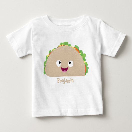 Niedliche Lächelnde Taco-Cartoon-Illustration Baby T-shirt (Vorderseite)