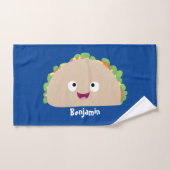 Niedliche Lächelnde Taco-Cartoon-Illustration Badhandtuch Set (Handtuch)