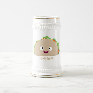 Niedliche Lächelnde Taco-Cartoon-Illustration Bierglas