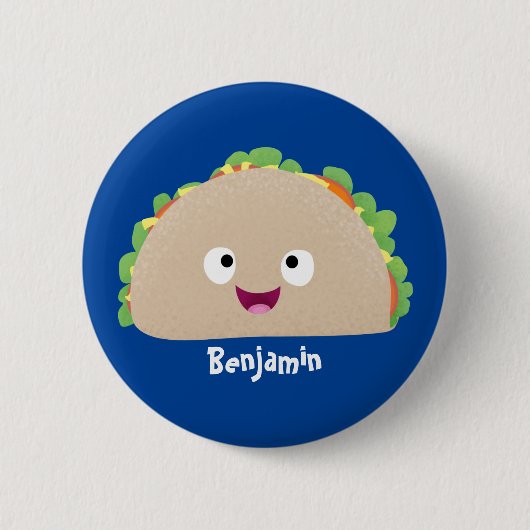 Niedliche Lächelnde Taco-Cartoon-Illustration Button (Vorderseite)
