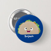 Niedliche Lächelnde Taco-Cartoon-Illustration Button (Vorne & Hinten)