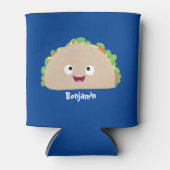 Niedliche Lächelnde Taco-Cartoon-Illustration Dosenkühler (Vorderseite)