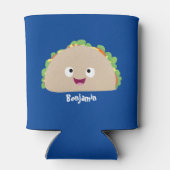 Niedliche Lächelnde Taco-Cartoon-Illustration Dosenkühler (Rückseite)