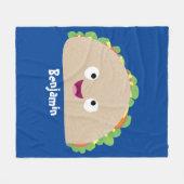 Niedliche Lächelnde Taco-Cartoon-Illustration Fleecedecke (Vorderseite (Horizontal))