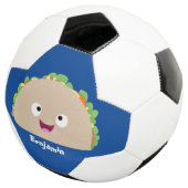 Niedliche Lächelnde Taco-Cartoon-Illustration Fußball (Dreiviertel)