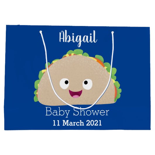 Niedliche Lächelnde Taco-Cartoon-Illustration Große Geschenktüte (Rückseite)