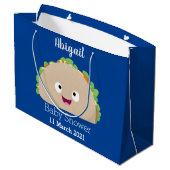 Niedliche Lächelnde Taco-Cartoon-Illustration Große Geschenktüte (Rückseite Schrägansicht)