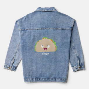 Niedliche Lächelnde Taco-Cartoon-Illustration Jeansjacke