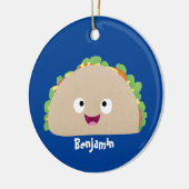 Niedliche Lächelnde Taco-Cartoon-Illustration Keramik Ornament (Links)