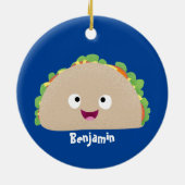 Niedliche Lächelnde Taco-Cartoon-Illustration Keramik Ornament (Hinten)