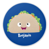 Niedliche Lächelnde Taco-Cartoon-Illustration Keramikknauf (Vorderseite)