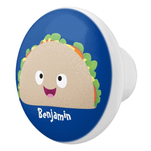 Niedliche Lächelnde Taco-Cartoon-Illustration Keramikknauf (Rechts)