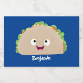 Niedliche Lächelnde Taco-Cartoon-Illustration Lebensmitteletikett (Einzelnes Label)