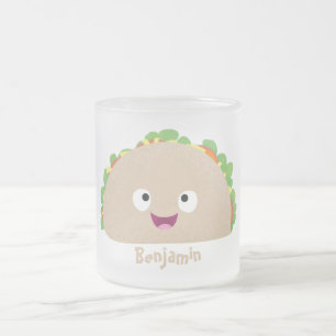 Niedliche Lächelnde Taco-Cartoon-Illustration Mattglastasse
