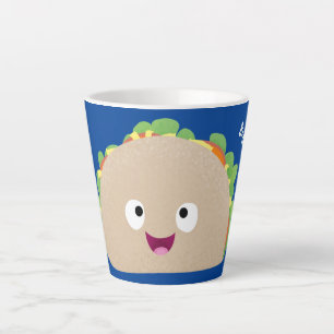 Niedliche Lächelnde Taco-Cartoon-Illustration Milchtasse