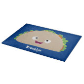 Niedliche Lächelnde Taco-Cartoon-Illustration Schneidebrett (Ecke)