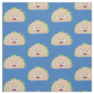 Niedliche Lächelnde Taco-Cartoon-Illustration Stoff