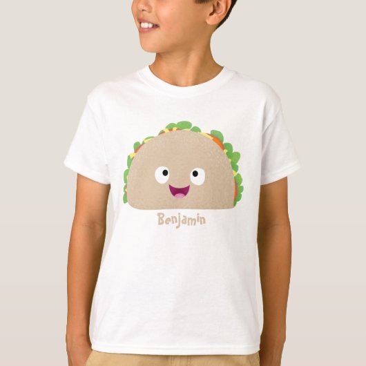 Niedliche Lächelnde Taco-Cartoon-Illustration T-Shirt (Vorderseite)
