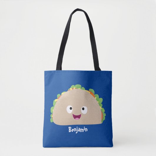 Niedliche Lächelnde Taco-Cartoon-Illustration Tasche (Vorderseite)