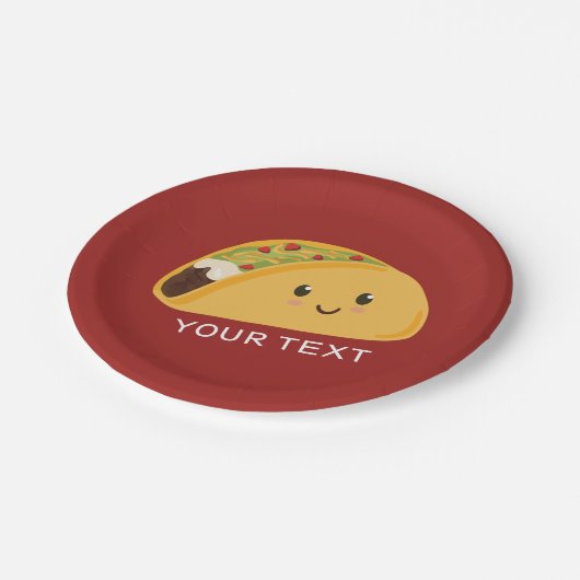Niedliche lächelnde Taco-Party-Platte Pappteller (Schrägansicht)