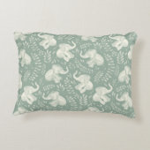 Niedliche lachende Elefanten in Cream und Sage Gre Dekokissen (Rückseite)