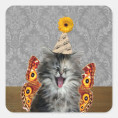 Niedliche lachende Katzenaufkleber Quadratischer Aufkleber (Vorderseite)