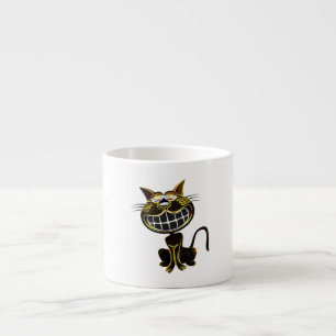 NIEDLICHE LACHTUNG, SCHWARZ UND HELL GELB, CAT ESPRESSOTASSE