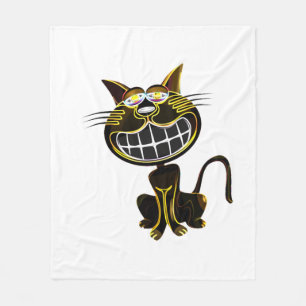 NIEDLICHE LACHTUNG, SCHWARZ UND HELL GELB, CAT FLEECEDECKE