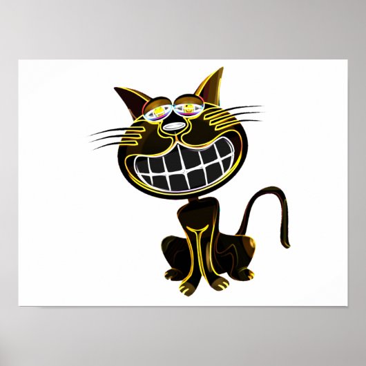 NIEDLICHE LACHTUNG, SCHWARZ UND HELL GELB, CAT POSTER (Vorne)