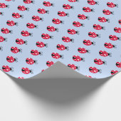 Niedliche Lady Bug Geschenkpapier Periwinkle (Ecke)